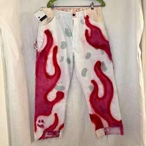 NWOT Dickies Carpenter Pants Unique Painted Pants Artsy Distressed Hem